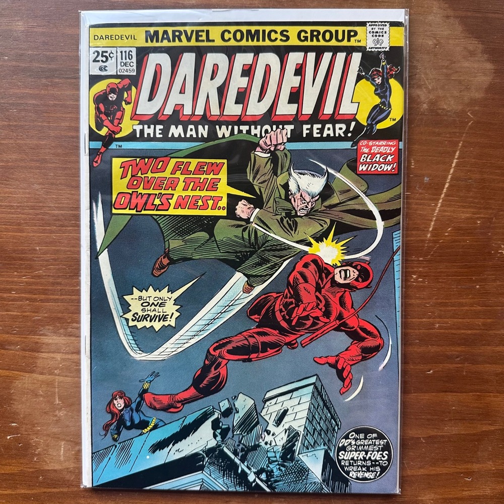 Vintage Daredevil #116 Marvel Comics 1974 Black Widow Owl Bronze Age VF/NM Raw